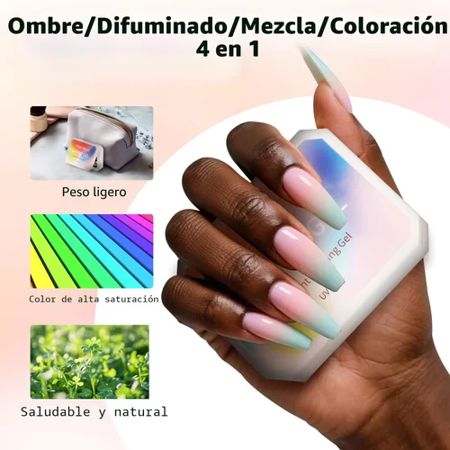 Vista 4 de Paleta de Esmalte de Uñas en Gel Sponge Pat, 12 Colores para Mezclar Ombré Degradado, Pintura Degradada para Arte de Uñas, Sin Limpieza, Curado