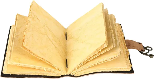 Vista 3 de Book of Spells - Diario encuadernado en cuero con papel de borde irregular, grimorio, diario impreso del Tercer Ojo, suministros de brujería