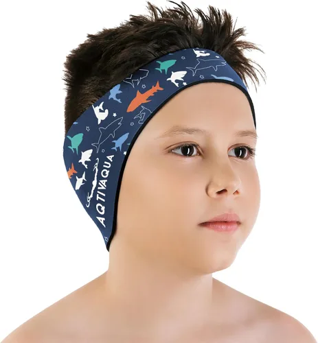 Vista 10 de AqtivAqua Diadema de natación para niños, adultos, hombres, mujeres, niños pequeños, tapones para los oídos (color negro, tamaño: L)