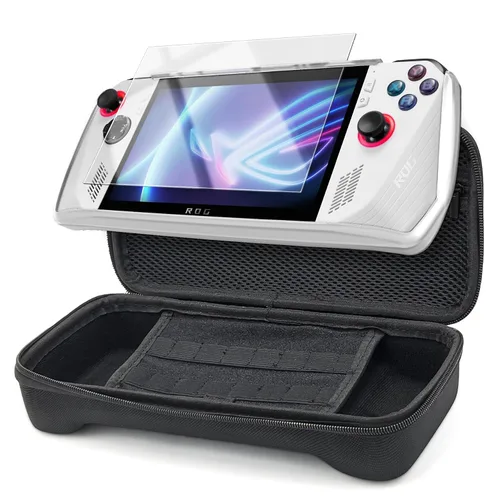 Vista 5 de ENCASED Paquete de accesorios 3 en 1 Asus ROG Ally – Funda de agarre transparente con protector de pantalla de vidrio templado y bolsa de transporte