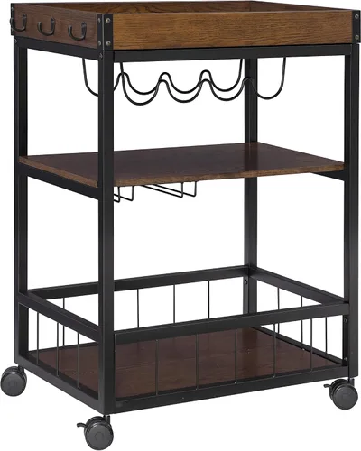 Vista 10 de Carrito de cocina portable Linon Austin., Madera, Negro
