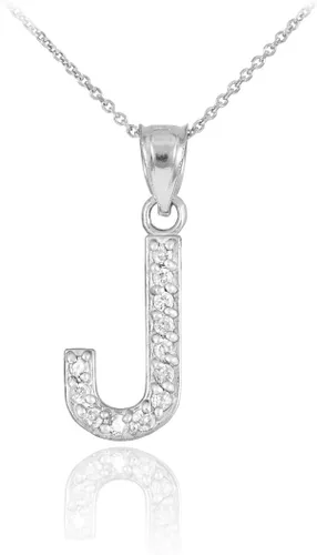 Vista 18 de Claddagh Gold . Collar con colgante de letra inicial de plata de ley 925 con circonita cúbica - Elección de tamaños