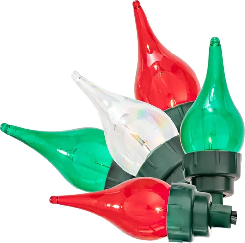 Vista 2 de Juego de luces centelleantes y parpadeantes de Navidad con punta de llama - 8 de 50 luces parpadeantes – 50 bombillas mini rojas, verdes