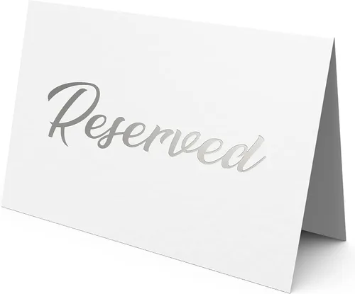 Vista 2 de Paquete de 10 letreros de mesa reservados plateados para bodas, fiestas, restaurantes y mesas plateadas, números del 1 al 30 para recepción de boda
