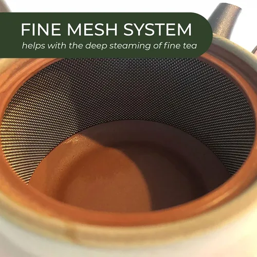 Vista 6 de Japanese Green Tea Co. Tetera japonesa de arcilla roja para té verde (9 onzas), tetera tradicional de arcilla fabricada en Tokoname con diseño