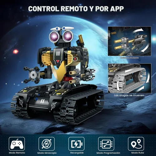 Vista 6 de Kit de construcción de robot con control remoto, regalos STEM para niños de 8 a 12 años, kit de robot científico, robótica, juguete técnico para Gris