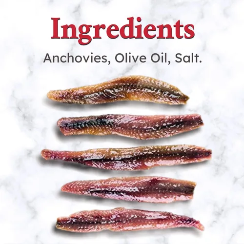 Vista 4 de Roland Foods Filetes planos de anchoa envasados en aceite de oliva, capturados en la naturaleza de Marruecos, lata de 14 onzas (paquete de 2)