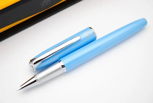 Vista 2 de czxwyst Picasso 916 Malage Ultrafine Accounting Pluma estilográfica EF Nib Caja Original (azul claro)