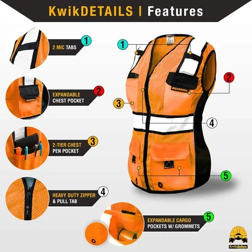 Vista 4 de KwikSafety RoadBOSS Econ & Premium Safety Vest for Women Class 2 ANSI OSHA