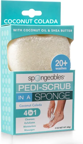 Vista 27 de Spongeables Pedi Scrub Foot Exfoliating 20+ Wash Sponge, aceite de argán, 2