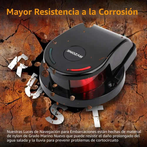 Vista 2 de RVZONE Luces de Navegación para Barcos, Iluminación de Navegación para Barcos LED IP67 Impermeables Rojas y Verdes Luces LED Marinas de Proa, Negro