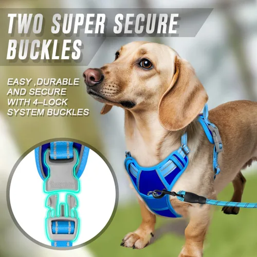 Vista 181 de BARKBAY - Arnés para perro sin tirones con clip frontal, material resistente y reflectante, asa de fácil control para pasear perros grandes
