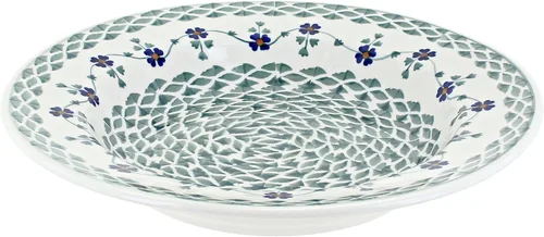 Vista 3 de Cerámica polaca de rosa azul – Plato de sopa azul violeta – 9.25 pulgadas de diámetro – Gran cuenco para sopas, ensaladas y pastas