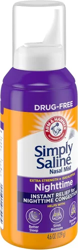 Vista 11 de ARM & HAMMER Simply Saline Spray Nocturno Sin Medicamentos para la Congestión Nasal por la Noche, Extra Fuerte, Eucalipto Calmante, Seguro de Usar