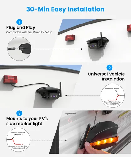 Vista 2 de AUTO-VOX Paquete de cámara de respaldo para RV, cámaras traseras