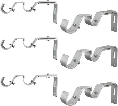 Vista 7 de Soporte de barra de cortina doble resistente, 3 soportes ajustables para barras de 3/4 y 5/8 pulgadas (negro)