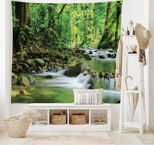 Vista 71 de Ambesonne Tapiz bohemio, diseño floral de bruja, luna y mariposa con adornos de mandala, decoración de tela para colgar en la pared para dormitorio
