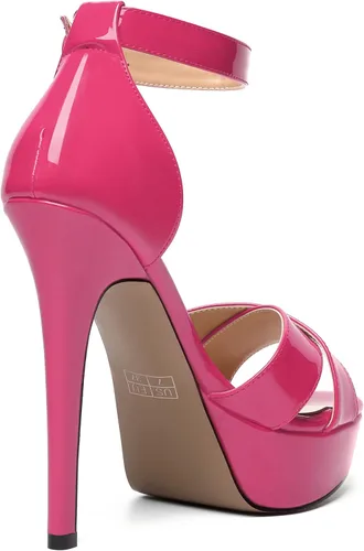 Vista 33 de MODENCOCO Sandalias de boda con correa de tobillo sexy para mujer, con plataforma y puntera abierta, tacón de aguja y tacón alto, zapatos de vestir