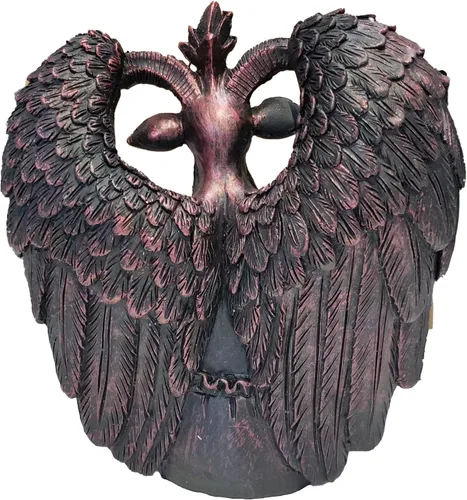 Vista 3 de SKTY Estatua de Baphomet de 7 pulgadas de alto, Satán Lucifer Cthulhu Mendes, escultura de cabra sabática, decoración religiosa