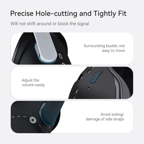 Vista 4 de KIWI design Funda protectora VR con dos fundas protectoras laterales, compatible con accesorios Quest 2 (silicona, negro)