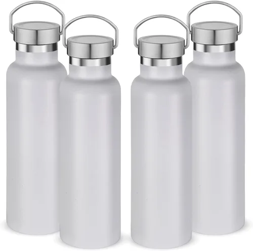 Vista 32 de Neihepal Botellas de agua de acero inoxidable negras, botella de viaje de doble pared con aislamiento al vacío de 20 onzas con tapa a prueba