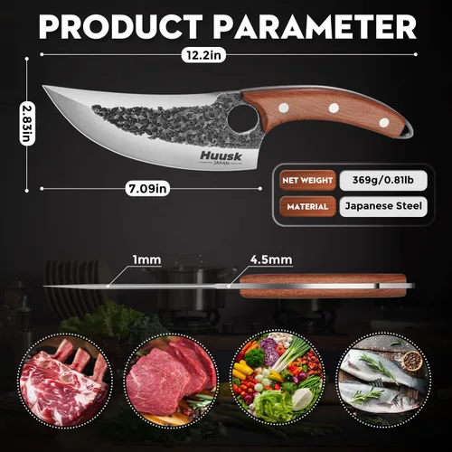 Vista 4 de Huusk Cuchillo Japón Kitchen Bundle con cuchillo de corte de pechuga de carnicero de carne japonesa