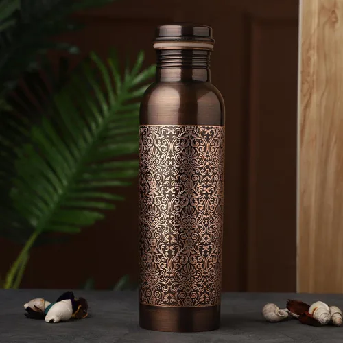 Vista 5 de Botella de cobre Premium Retro Finish, 32.1 fl oz (32.12 Fl Oz) Capacidad para Beneficios de Salud Ayurveda