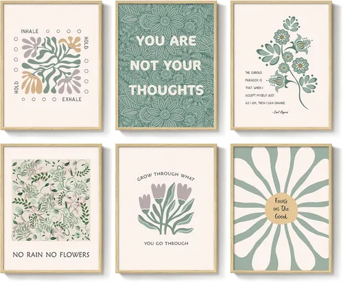 Vista 11 de Arte de pared verde salvia para pared, terapia de oficina, lienzo para decoración de pared, póster motivacional, citas inspiradoras, impresiones