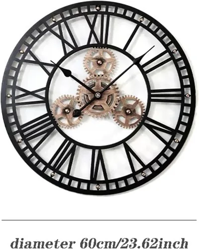 Vista 2 de Reloj de pared de estilo industrial, reloj de pared decorativo de hierro forjado, moderno, simple, silencioso, retro, con forma de engranaje