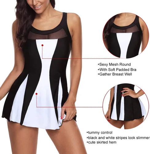 Vista 5 de Zando Trajes de baño para mujer 2025 Vestido de natación para mujer, trajes de baño, falda de natación, traje de baño de una pieza, traje de baño