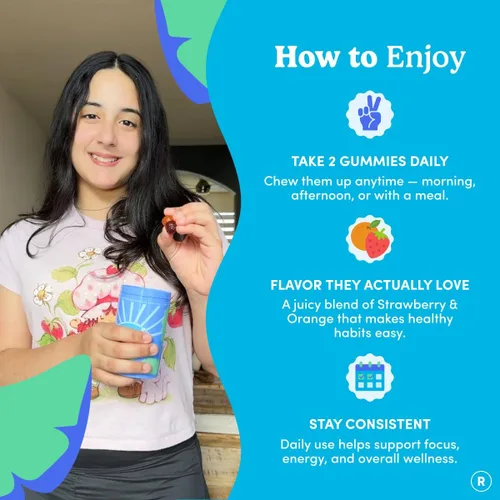 Vista 8 de FIRST DAY Vitaminas para Adolescentes - Multivitamínico para Niñas y Niños de 12 a 17 años, Mezcla Orgánica de Frutas y Vegetales - 12 Nutrientes