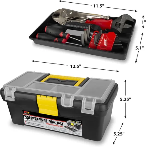 Vista 3 de Performance Tool W54012 Caja de herramientas organizadora de plástico resistente para talleres y garajes, color negro, 12.5 pulgadas