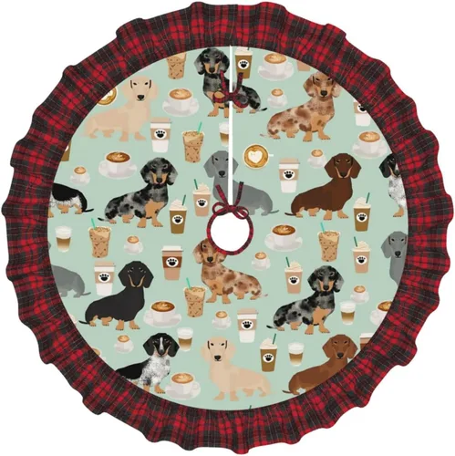 Vista 18 de A Brood of Chickens - Falda de árbol de Navidad de 30 pulgadas con borde de cuadros búfalo rojos y negros, decoración para Feliz Navidad, casa