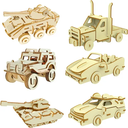 Vista 9 de Rompecabezas de madera 3D para manualidades – Juego de 3 piezas de rompecabezas de esqueleto de dinosaurio de madera, rompecabezas 3D de ensamblaje