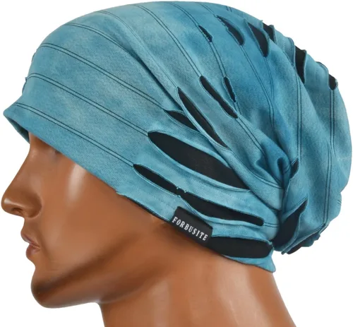 Vista 4 de JESSE · Rena Gorro de verano con diseño de calavera, a rayas, delgadoo, holgado para hombre 9A-azul