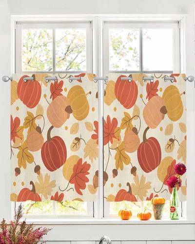 Vista 14 de Cortinas traslúcidas de hojas de eucalipto de 39 pulgadas de largo, juego de 2 paneles de cortinas para cocina, dormitorio, sala de estar, pasillo
