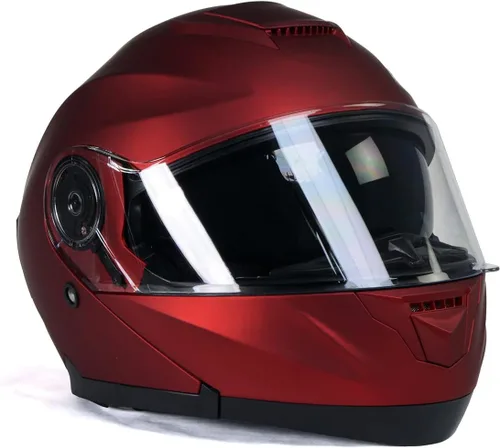Vista 9 de Cascos Milwaukee MPH9817DOT Breeze Rojo, Casco de Moto Modular Avanzado, para Motociclista, con Visera Desmontable - Extra Pequeño