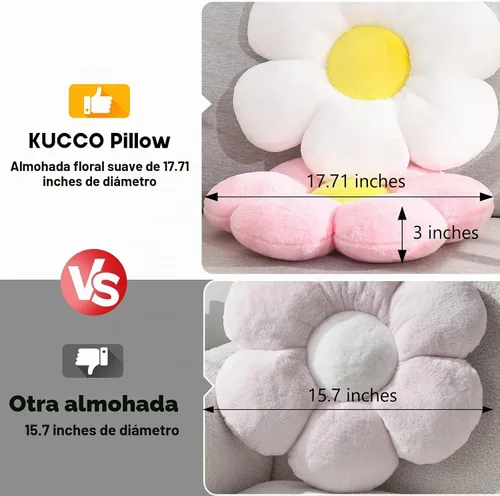 Vista 2 de Almohada de 17.7 Pulgadas en Negro con Forma de Flor – Linda Almohada Decorativa de Estilo Daisy, Almohada Blanda Floral para Asiento, Cojín