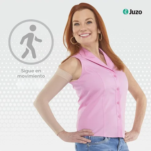 Vista 3 de Juzo Soft 2001 20-30mmhg Max Brazalete con banda superior de silicona para mujeres, Beige, 1 (I) MAX