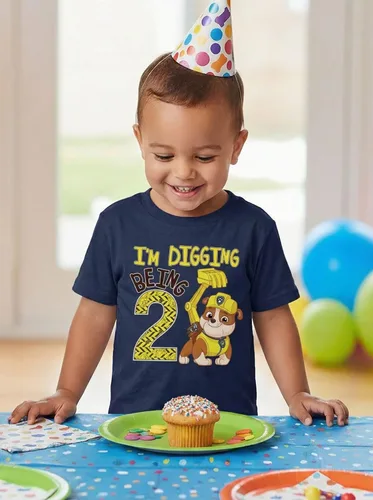 Vista 6 de Tstars Paw Patrol Rubble Digging Being 2 - Camiseta para niño de 2º Rubble Digging 2 / Azul marino jaspeado