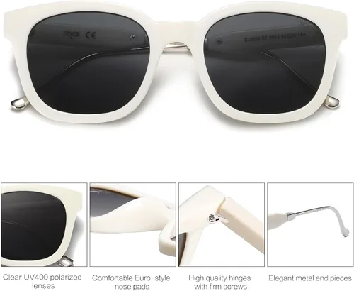 Vista 3 de SojoS SJ2050 Lentes de sol polarizados, cuadrados, clásicos, para mujeres y hombres, retro, modernos, protección ultravioleta 400