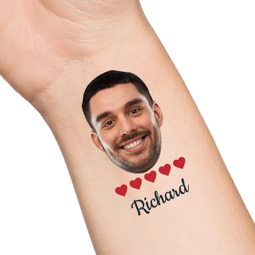 Vista 36 de Tatuajes temporales personalizados con texto de nombre, tatuaje temporal personalizado con logotipo fotográfico para adultos, parejas, mujeres