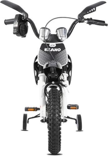 Vista 7 de KEANO - Bicicleta estilo motocross para niños y niñas de 12 y 16 pulgadas, con ruedas de entrenamiento y placa numérica, bicicletas para niños de 3