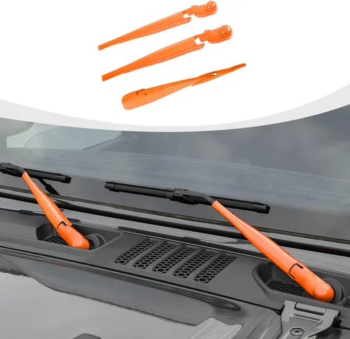 Vista 22 de RAZPOY JK Limpiaparabrisas frontal y trasero, 3 piezas, compatible con Jeep Wrangler JK JKU 2007-2017, azul