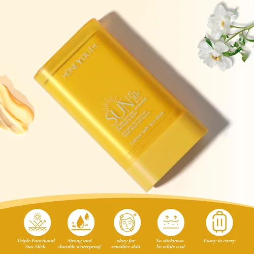 Vista 2 de Protector solar en barra SPF 50+ para rostro y cuerpo, 0.56 fl oz (0.56 oz) Sin Whitecast, antiadherente, amplio espectro, todo