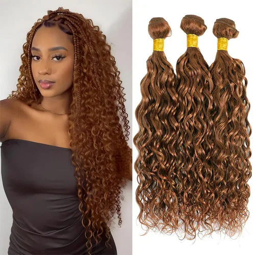 Vista 81 de Color 30 paquetes de cabello humano marrón onda del cuerpo paquetes 8 10 12 pulgadas brasileño virgen Remy extensiones de cabello humano doble trama