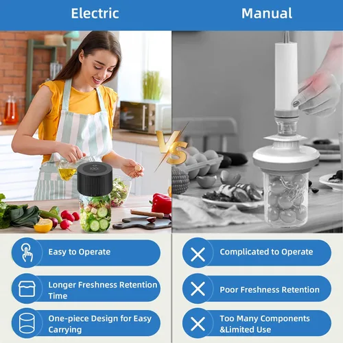 Vista 6 de Kit de sellador al vacío de tarros de masón eléctrico para frascos