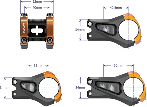 Vista 3 de Funn Vástago de bicicleta ecualizador con cero elevación, con abrazadera de barra de 1.378 in, vástago de bicicleta de aleación de 0 grados