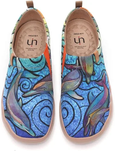 Vista 30 de UIN Mocasines casuales para mujer, de viaje, pintados, para caminar, ligeros, cómodos, de lona, tenis de moda