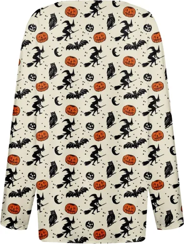 Vista 4 de YUTANRAL Camisetas de otoño 2023 para mujer, con cuello Henley, de manga larga, elegantes, informales, con estampado floral, básicas, túnica